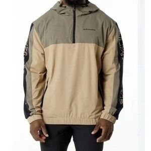 Mens ALPHALETE  Exp Tech Windbreaker 1/4 Zip Nylon Pullover Large Reflective